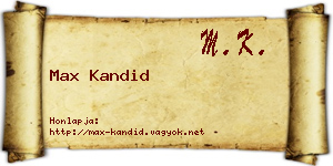 Max Kandid névjegykártya